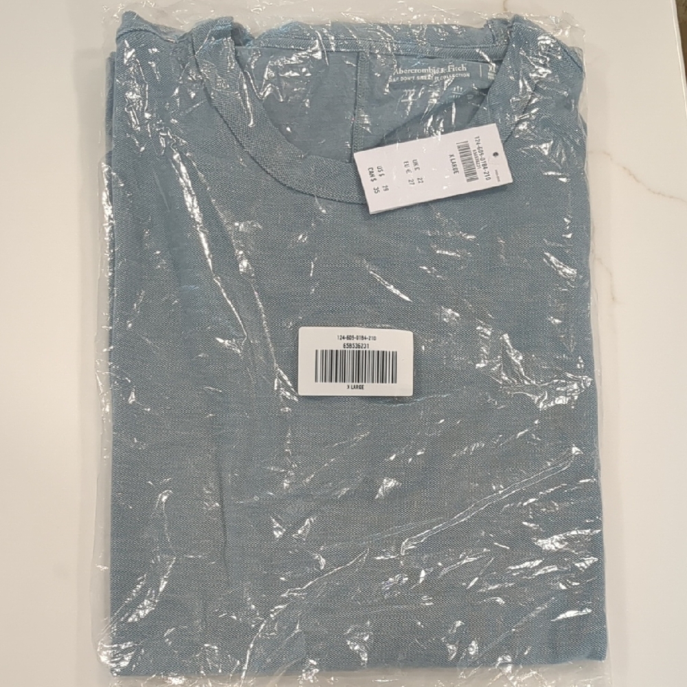 Abercrombie & Fitch Pique Tee, XL, Light Blue